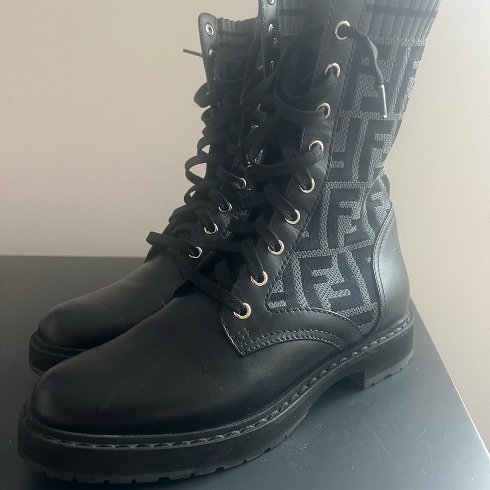 Fendi Black and Gray Ankle Boots